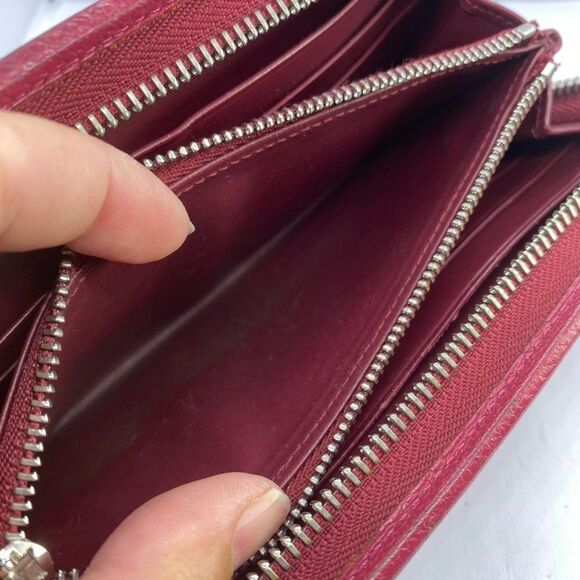 Authentic Loewe Pinkish Red Leather Zip Around Designer Wallet / Clutch - Picture 7 of 10